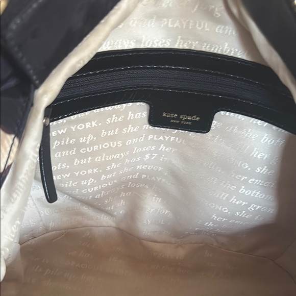 Kate Spade Hobo bag with Storybook lining. Black with Brown Spots - Picture 5 of 7